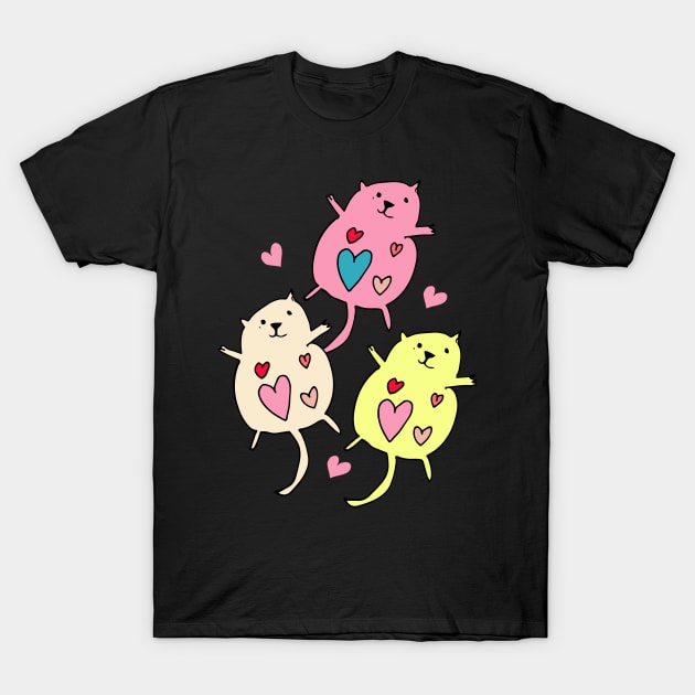 Cute Cat Valentines T-Shirt by bruxamagica